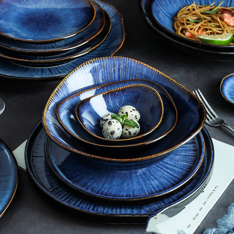 Modern blue Japanese plates