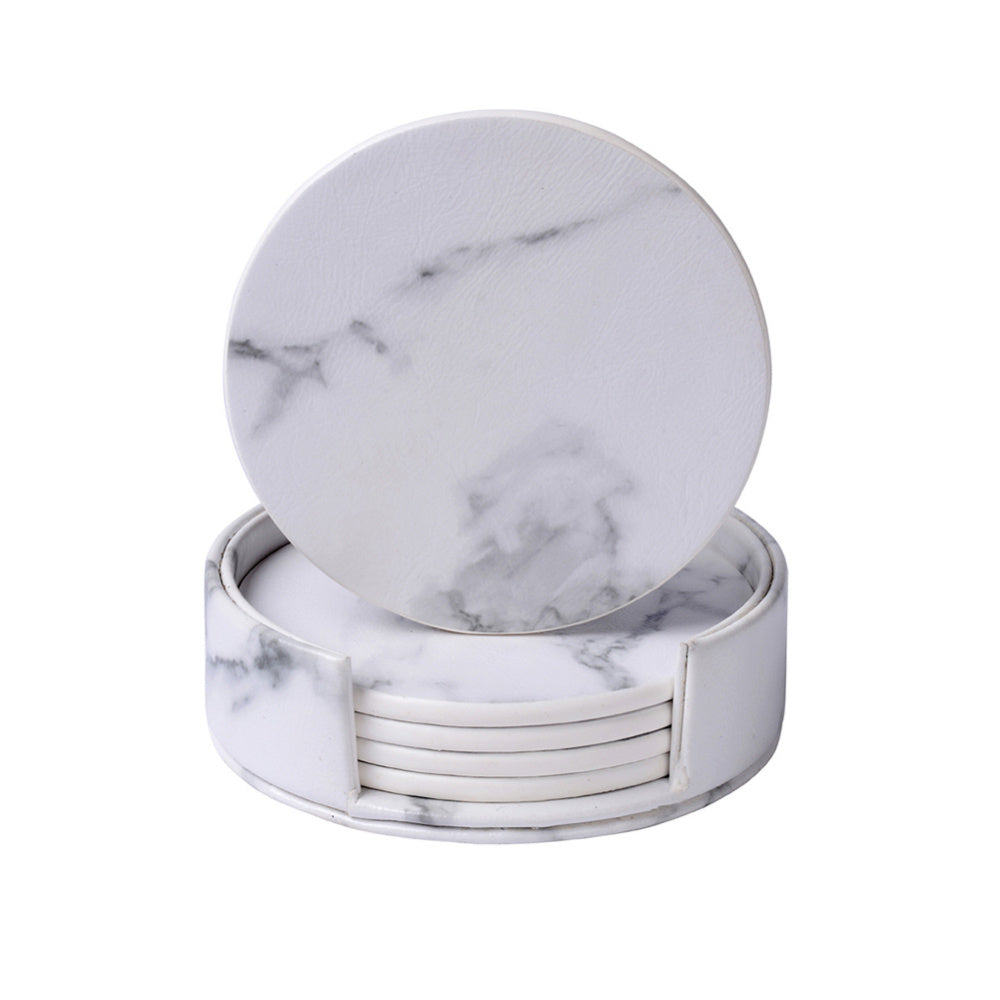 Marble Pattern Coaster & Leather Bottom