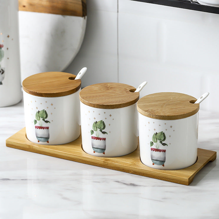 Three-piece Ceramic Seasoning Jar's