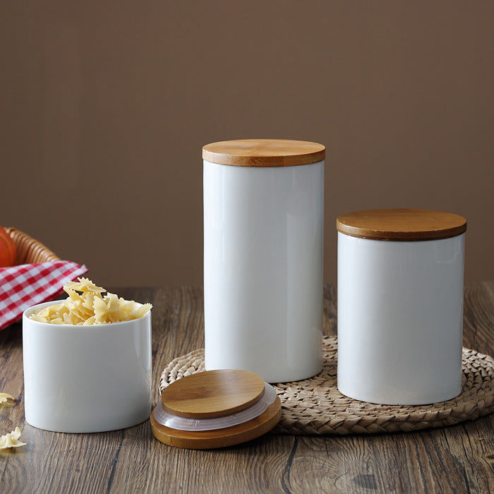 Pure White Ceramic Airtight Jar With Lid